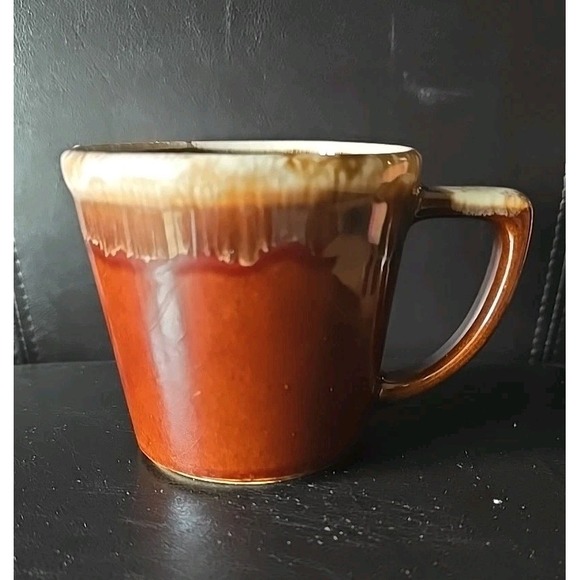 Vintage McCoy Brown Drip Glaze Coffee cup/mug w D handle - 3 1/4" tall NICE - Picture 1 of 4